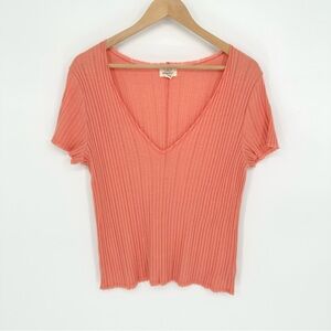 Urban Outfitters Project Social T Ribbed V-Neck Tee Shirt, Size Large